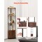 5-Tier Black Brown Wooden Adjustable LED Lights Corner Shelf with Doors and Metal Frame for Living Room